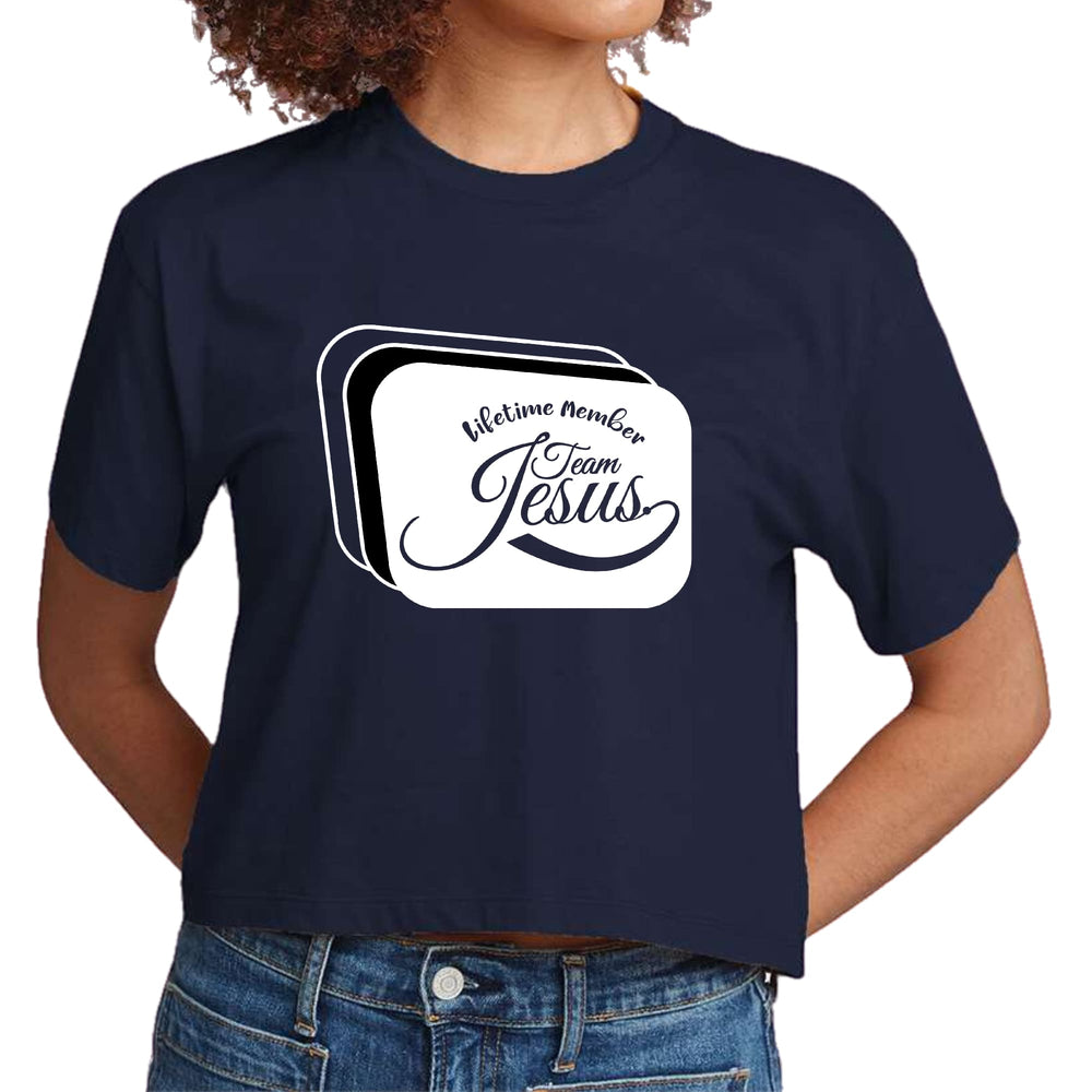 Womens Cropped Graphic T-shirt Lifetime Member Team Jesus - Womens | T-Shirts