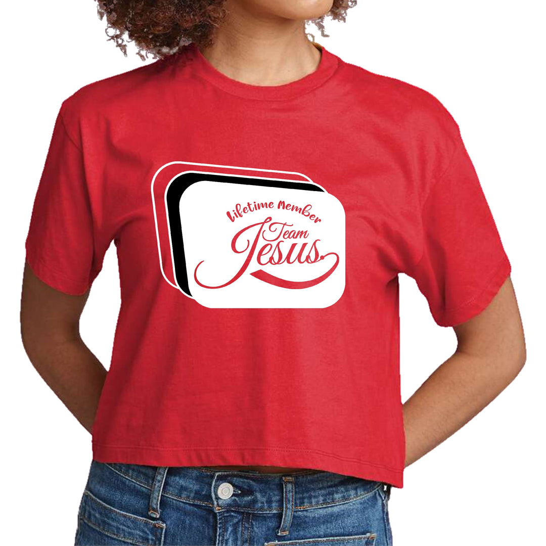 Womens Cropped Graphic T-shirt Lifetime Member Team Jesus - Womens | T-Shirts