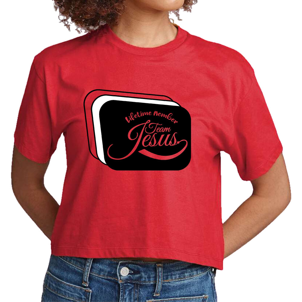 Womens Cropped Graphic T-shirt Lifetime Member Team Jesus - Womens | T-Shirts