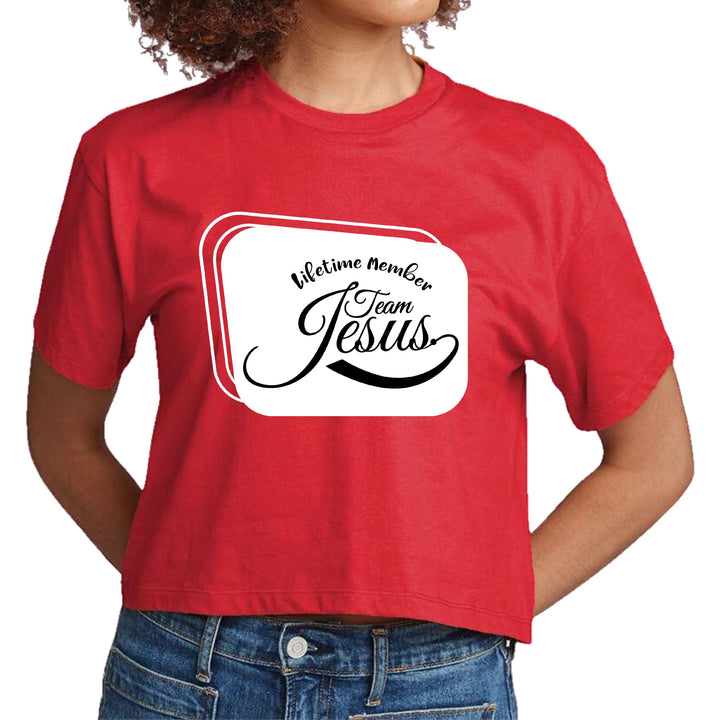 Womens Cropped Graphic T-shirt Lifetime Member Team Jesus - Womens | T-Shirts