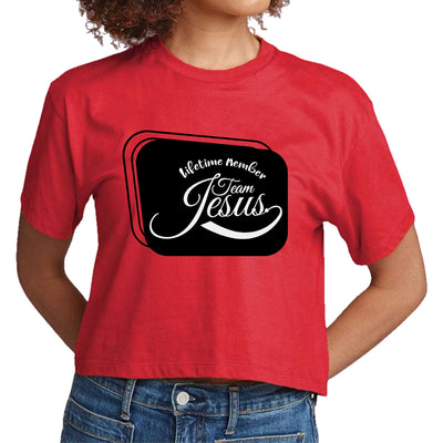 Womens Cropped Graphic T-shirt Lifetime Member Team Jesus - Womens | T-Shirts