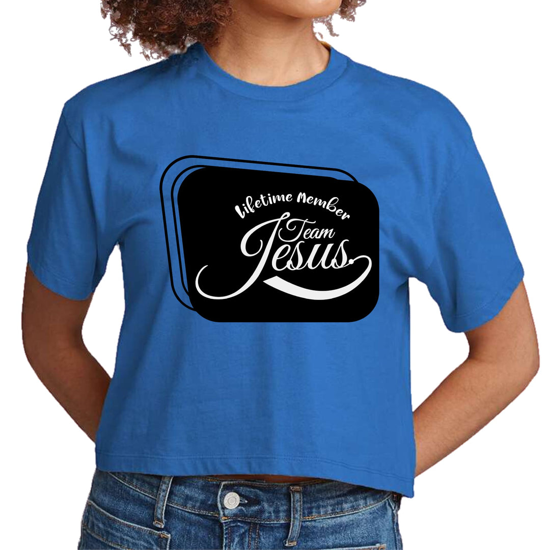 Womens Cropped Graphic T-shirt Lifetime Member Team Jesus - Womens | T-Shirts