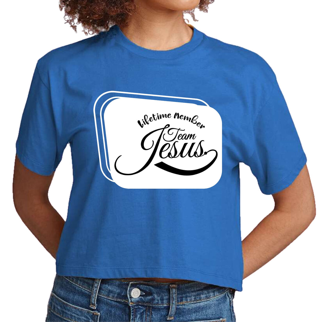 Womens Cropped Graphic T-shirt Lifetime Member Team Jesus - Womens | T-Shirts