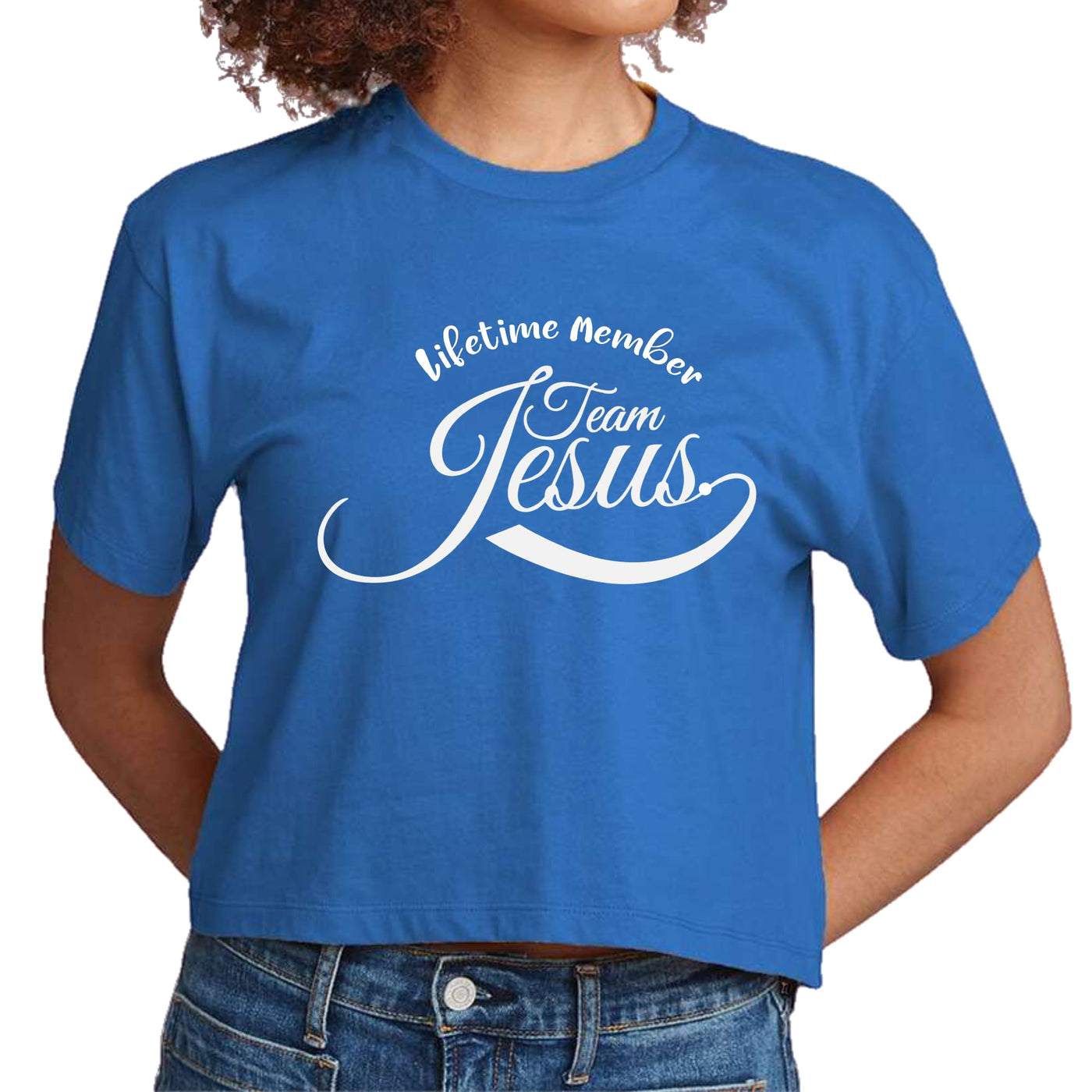 Womens Cropped Graphic T - shirt Lifetime Member Team Jesus - T - Shirts