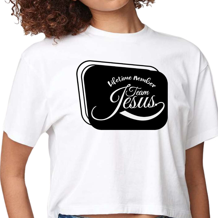 Womens Cropped Graphic T-shirt Lifetime Member Team Jesus - Womens | T-Shirts