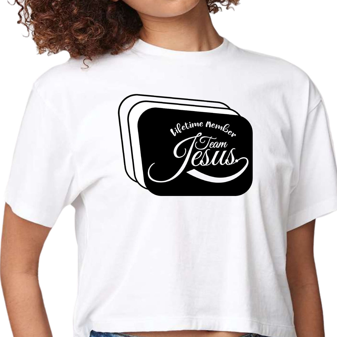 Womens Cropped Graphic T-shirt Lifetime Member Team Jesus - Womens | T-Shirts