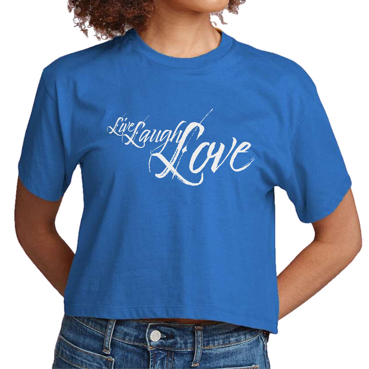 Womens Cropped Graphic T-shirt Live Laugh Love Light Grey - Womens | T-Shirts