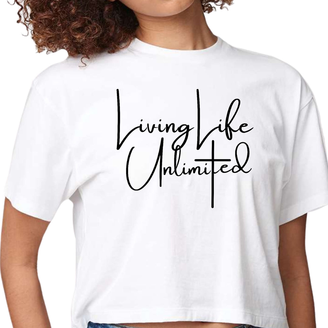 Womens Cropped Graphic T-shirt Living Life Unlimited - Womens | T-Shirts