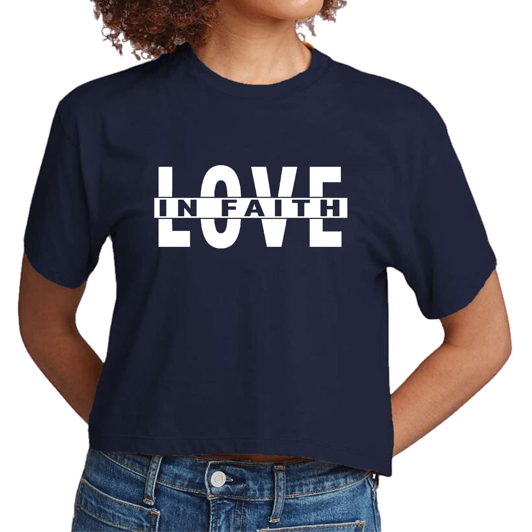 Womens Cropped Graphic T-shirt Love in Faith - Womens | T-Shirts | Cropped