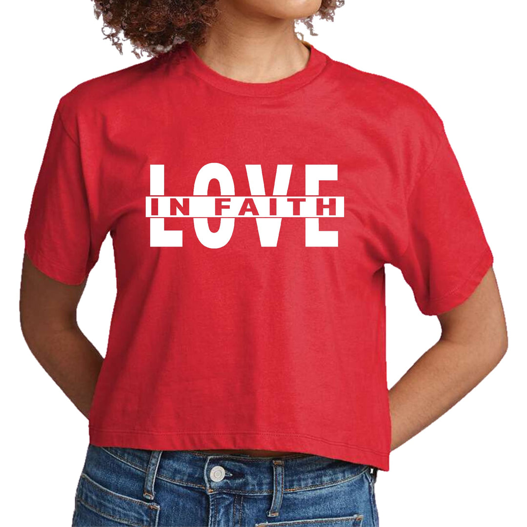 Womens Cropped Graphic T-shirt Love in Faith - Womens | T-Shirts | Cropped