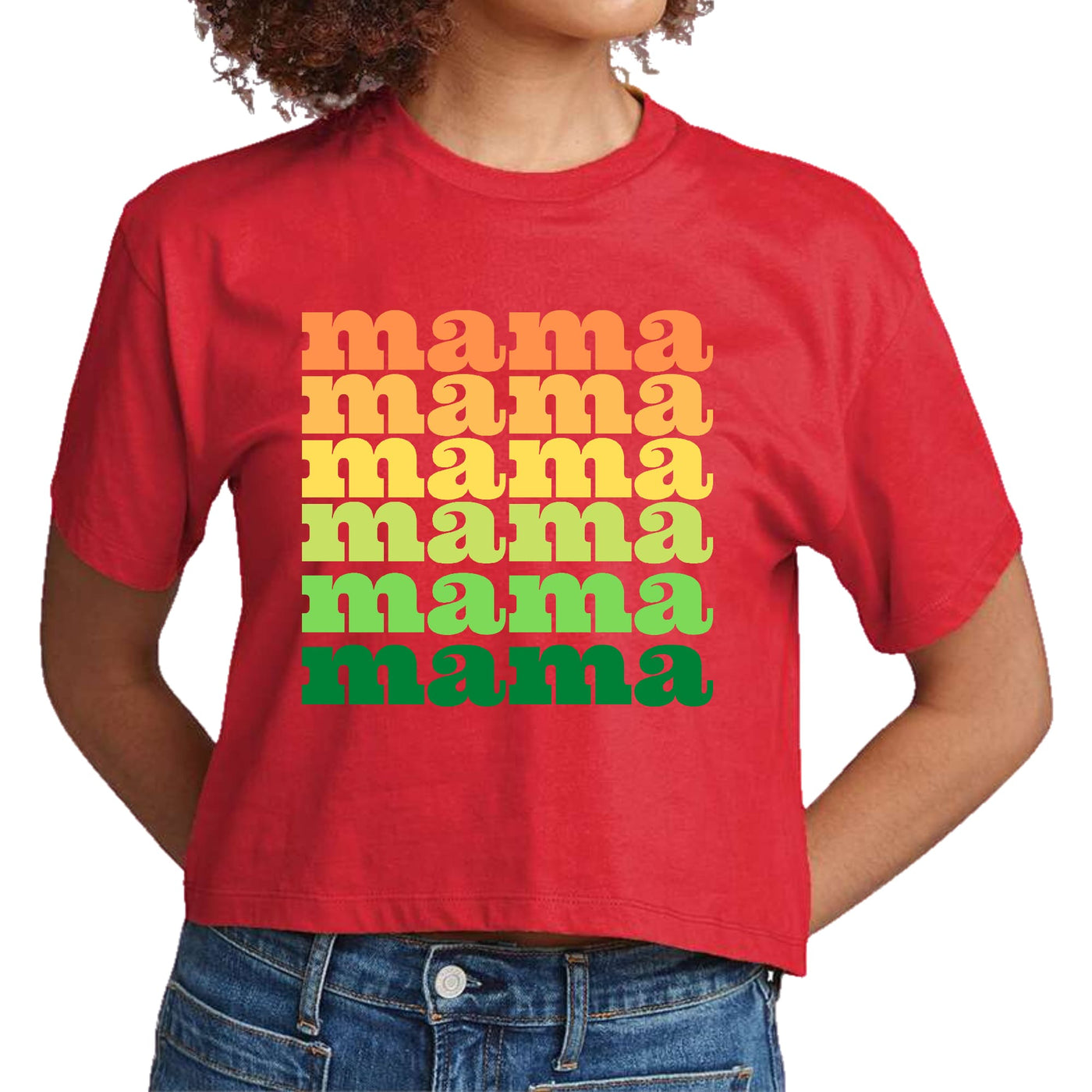 Womens Cropped Graphic T-shirt Mama Celebrating Mothers - Womens | T-Shirts