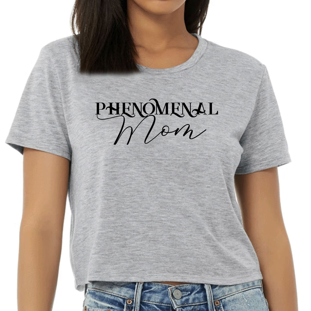 Womens Cropped Graphic T-shirt Phenomenal Mom Black Print - Womens | T-Shirts