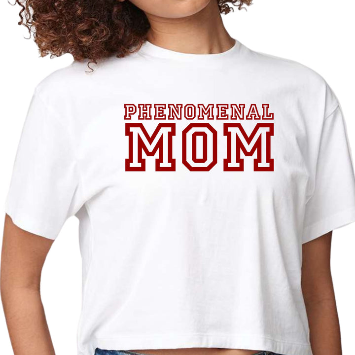 Womens Cropped Graphic T-shirt Phenomenal Mom Red Print - Womens | T-Shirts