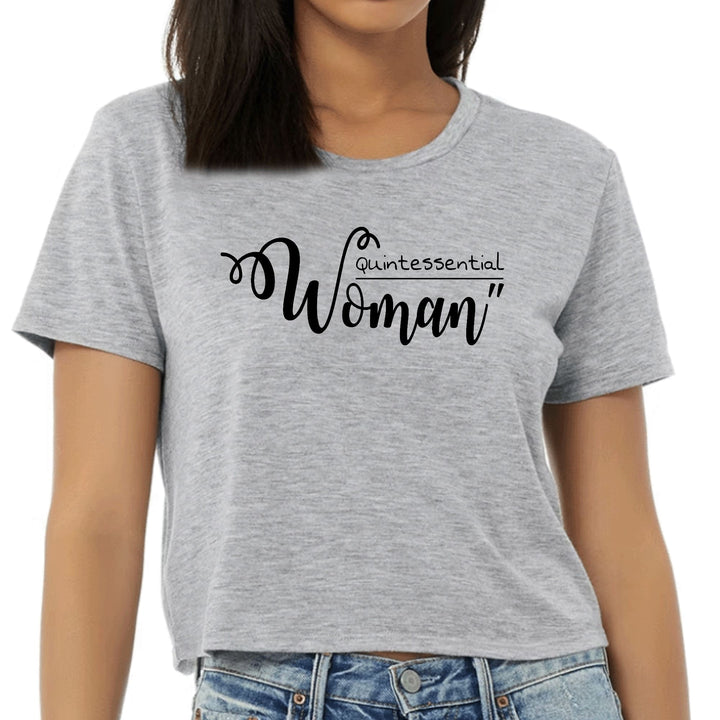 Womens Cropped Graphic T-shirt Quintessential Woman Black - Womens | T-Shirts