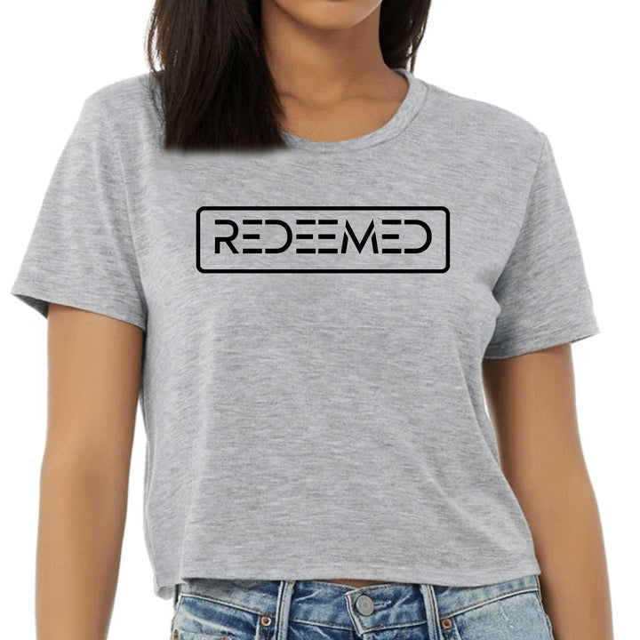 Womens Cropped Graphic T-shirt Redeemed Black Illustration - Womens | T-Shirts