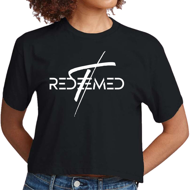 Womens Cropped Graphic T-shirt Redeemed Cross - Womens | T-Shirts | Cropped