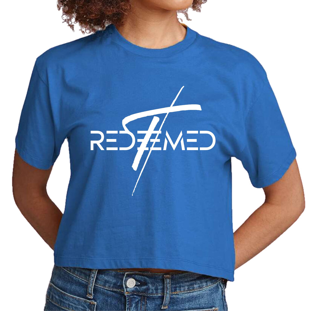 Womens Cropped Graphic T-shirt Redeemed Cross - Womens | T-Shirts | Cropped