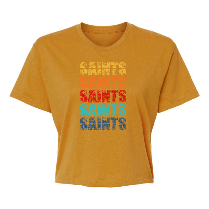 Womens Cropped Graphic T-shirt Saints Colorful Art Illustration - Womens