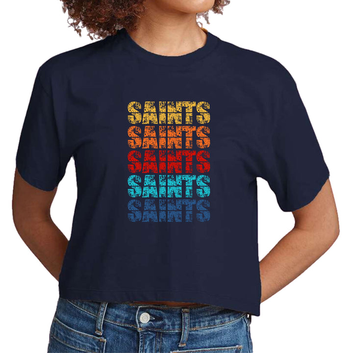 Womens Cropped Graphic T-shirt Saints Colorful Art Illustration - Womens