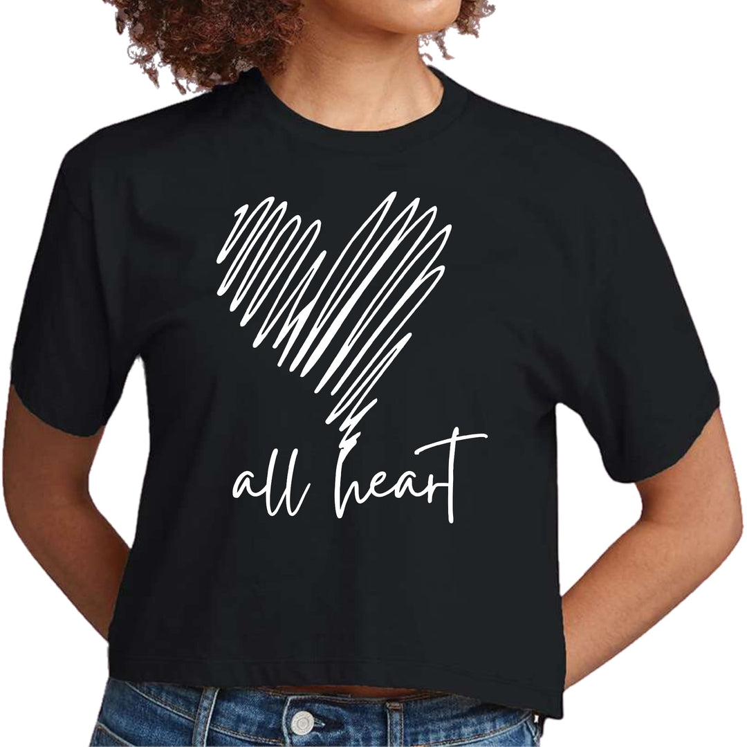 Womens Cropped Graphic T-shirt Say it Soul - All Heart Line Art Print - Womens