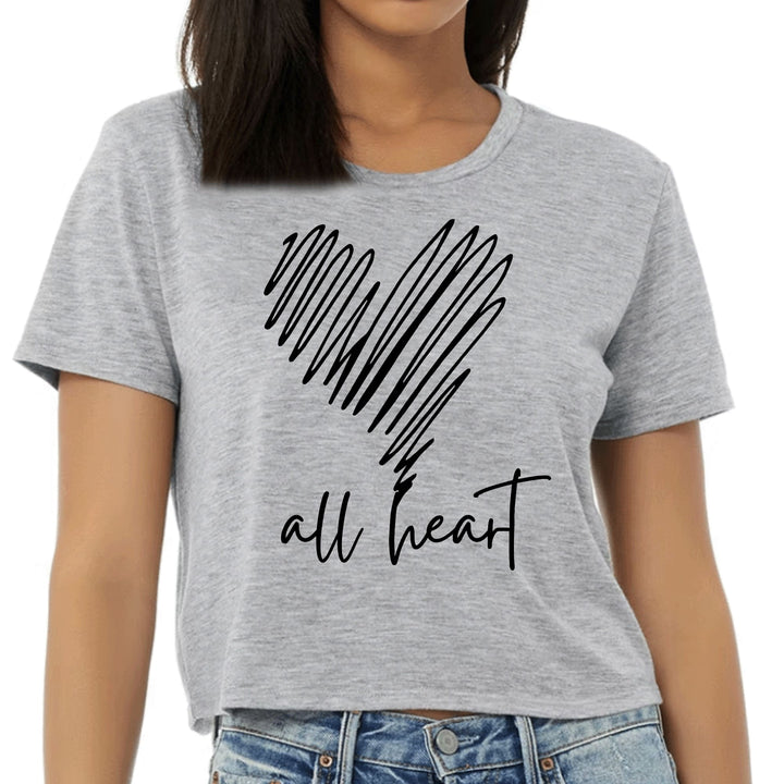 Womens Cropped Graphic T-shirt Say it Soul All Heart Line Art - Womens