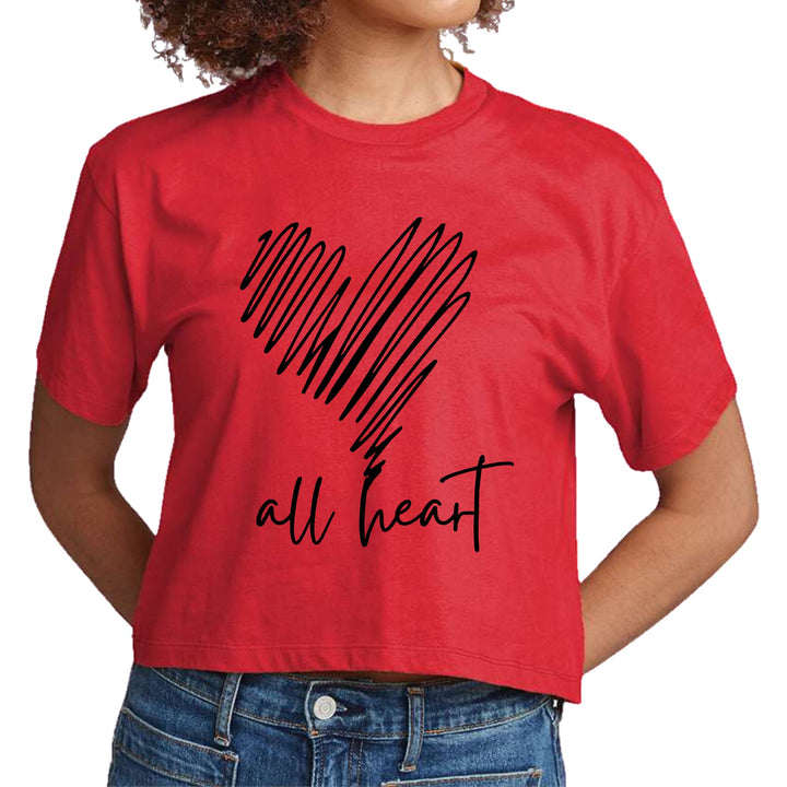 Womens Cropped Graphic T-shirt Say it Soul All Heart Line Art - Womens