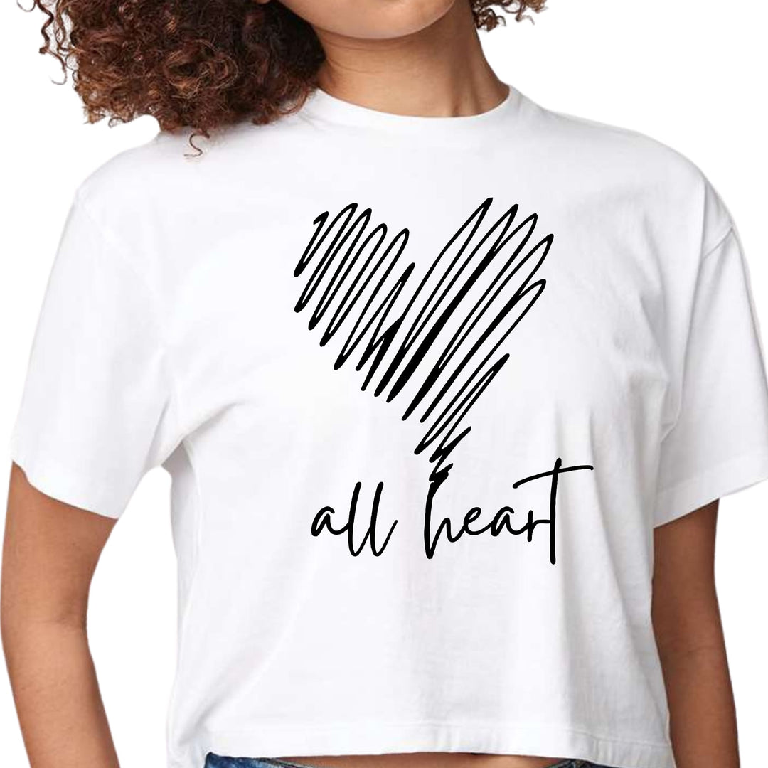 Womens Cropped Graphic T-shirt Say it Soul All Heart Line Art - Womens