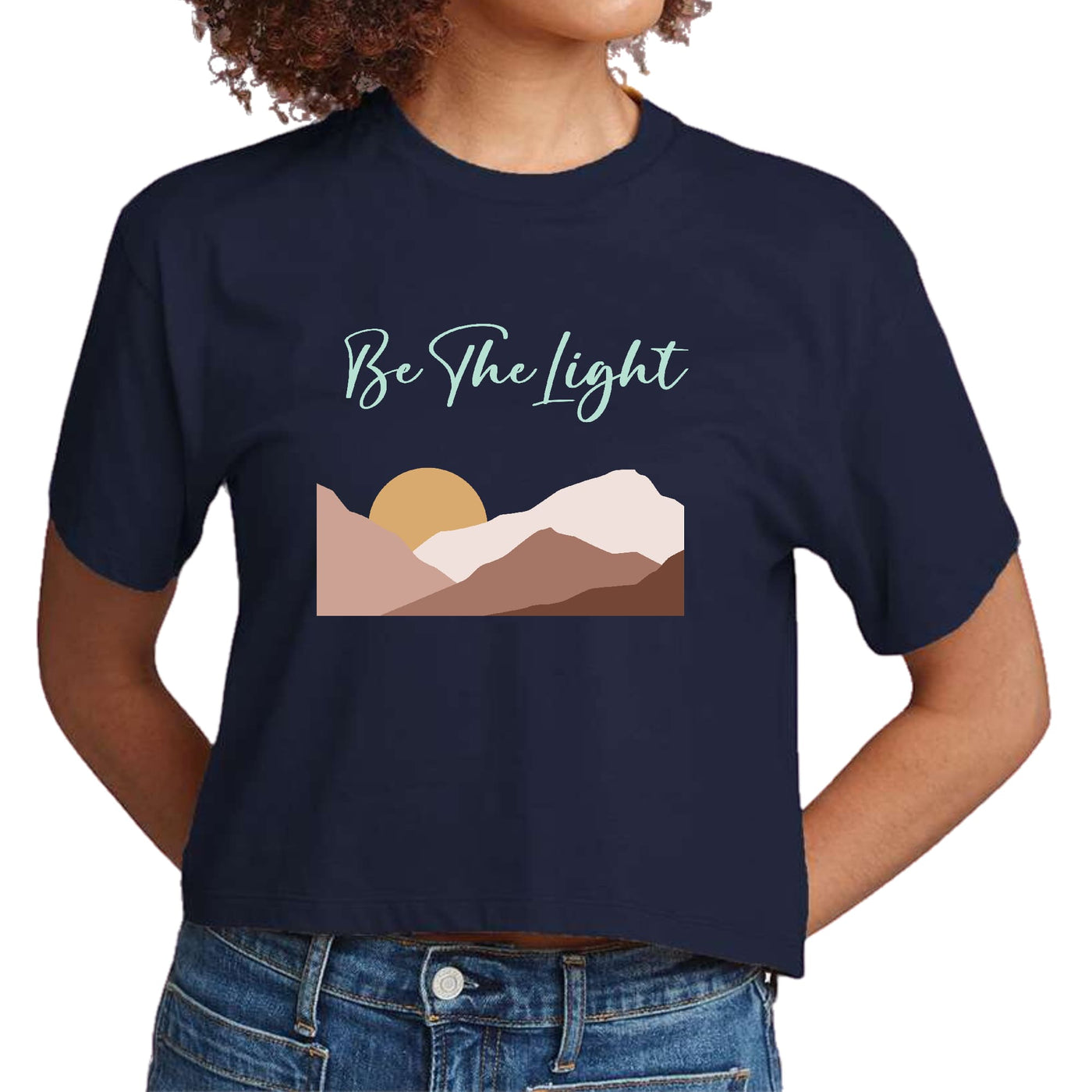 Womens Cropped Graphic T-shirt Say It Soul Be The Light Illustration - Womens