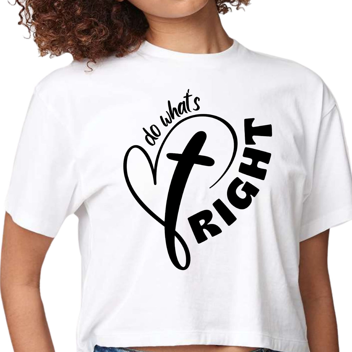 Womens Cropped Graphic T-shirt Say It Soul - Do What’s Right Black - Womens