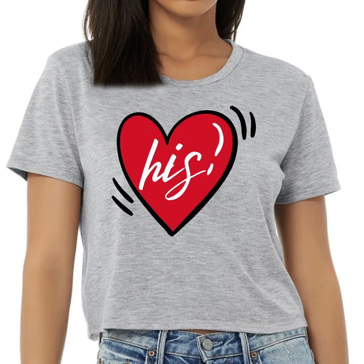 Womens Cropped Graphic T-shirt Say it Soul His Heart Couples - Womens