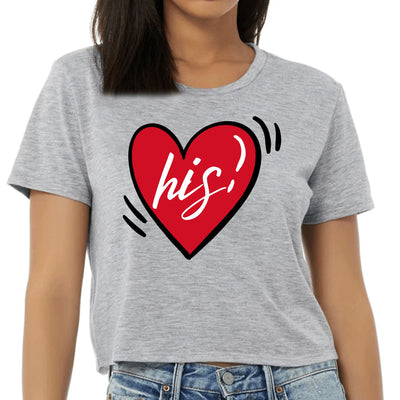 Womens Cropped Graphic T-shirt Say It Soul His Heart Couples - Womens