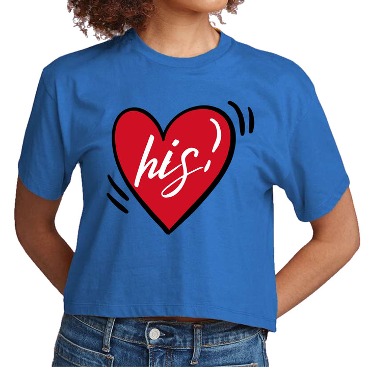 Womens Cropped Graphic T-shirt Say it Soul His Heart Couples - Womens