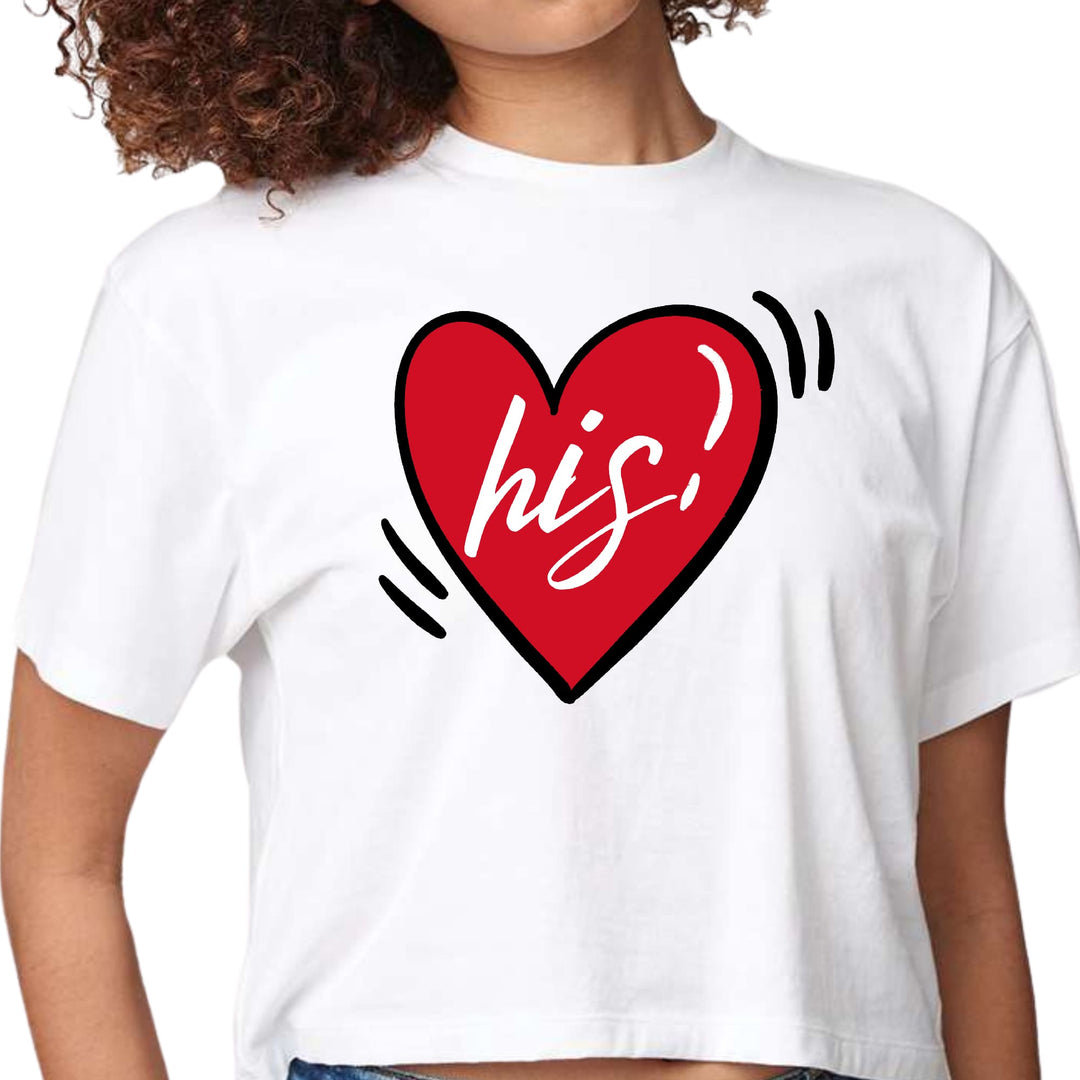 Womens Cropped Graphic T-shirt - Say it Soul His Heart - Couples - Womens