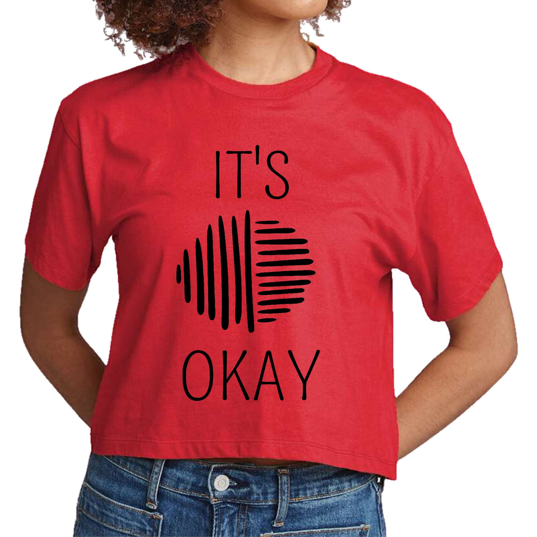 Womens Cropped Graphic T-shirt Say it Soul its Okay Black Line Art - Womens