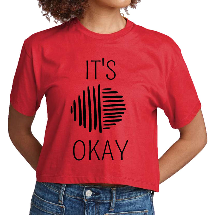 Womens Cropped Graphic T-shirt Say it Soul its Okay Black Line Art - Womens