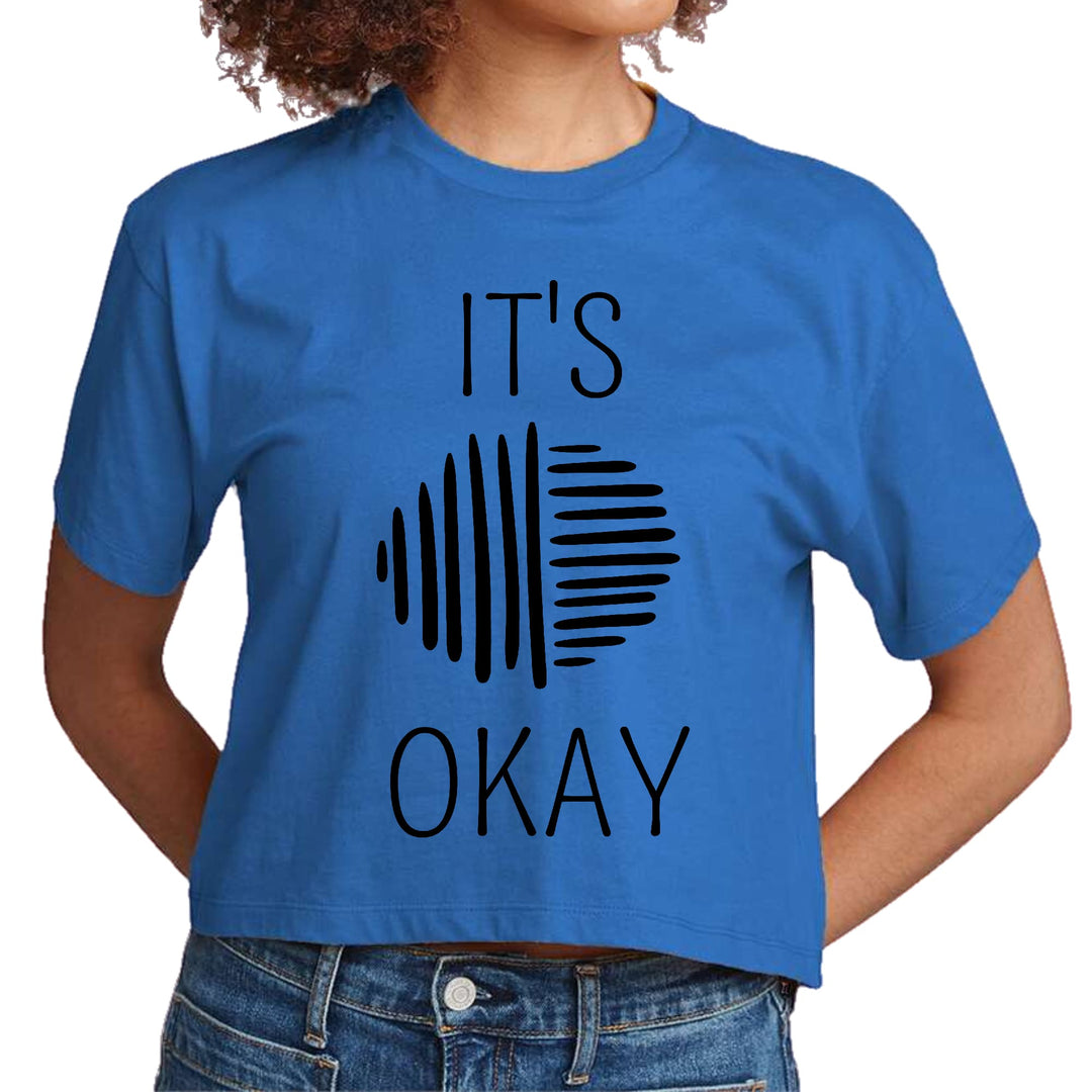 Womens Cropped Graphic T-shirt Say it Soul its Okay Black Line Art - Womens