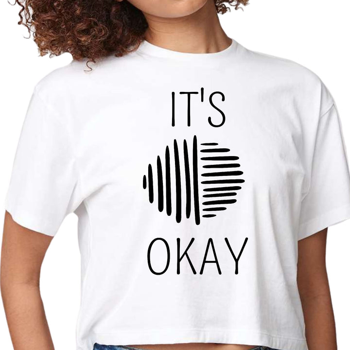 Womens Cropped Graphic T-shirt Say it Soul its Okay Black Line Art - Womens