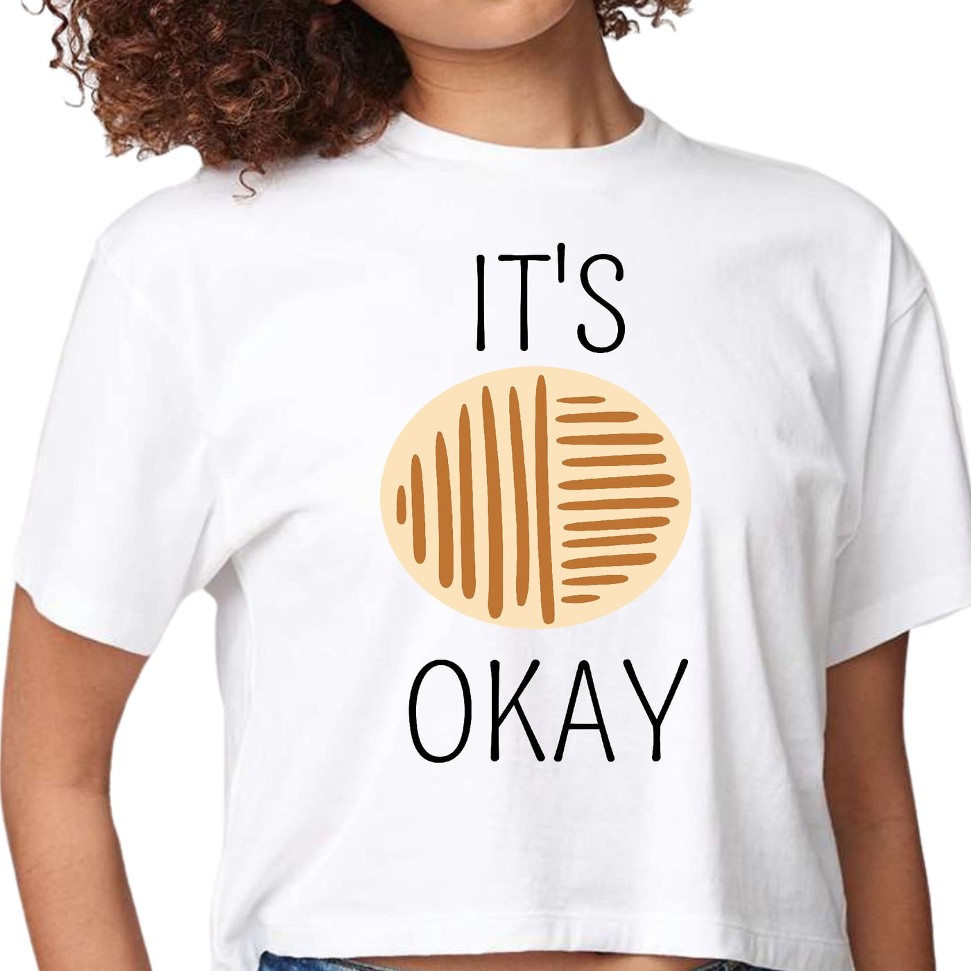 Womens Cropped Graphic T-shirt Say It Soul Its Okay Black - Womens | T-Shirts