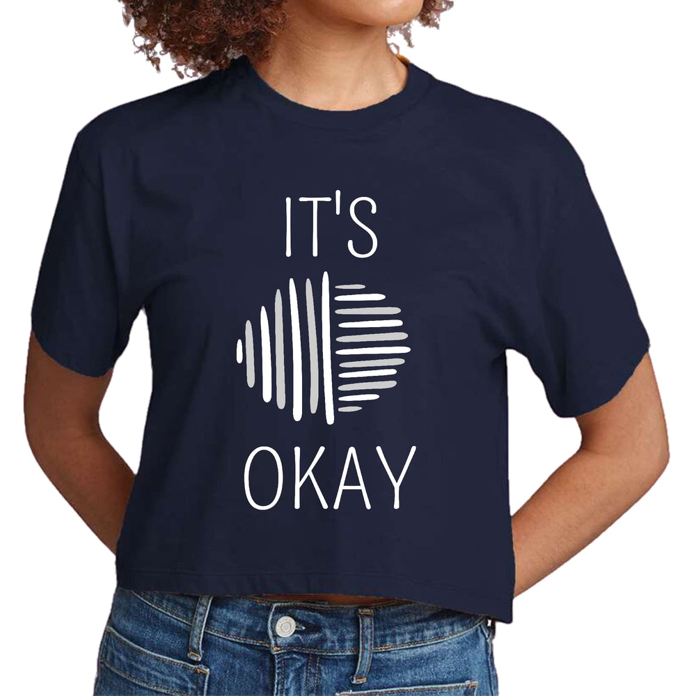 Womens Cropped Graphic T-shirt Say it Soul its Okay Grey and White - Womens