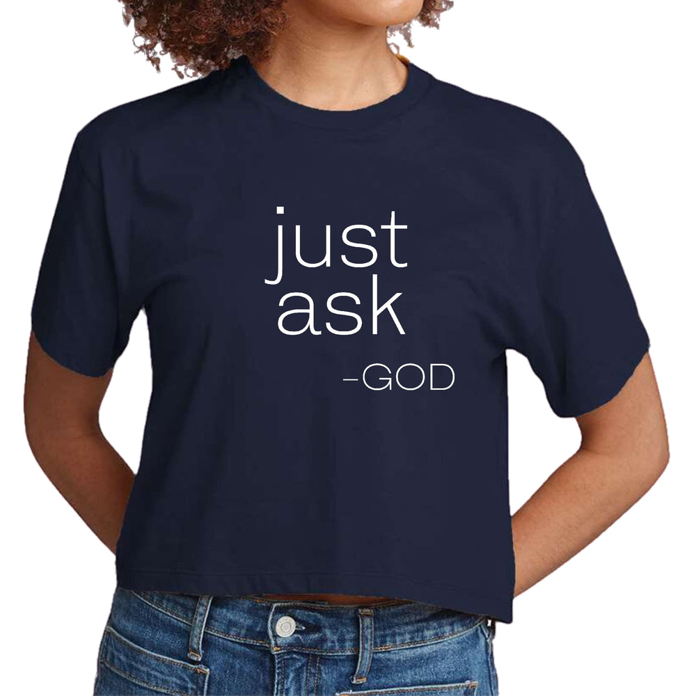 Womens Cropped Graphic T-shirt Say it Soul ??ust Ask-god’ Statement - Womens