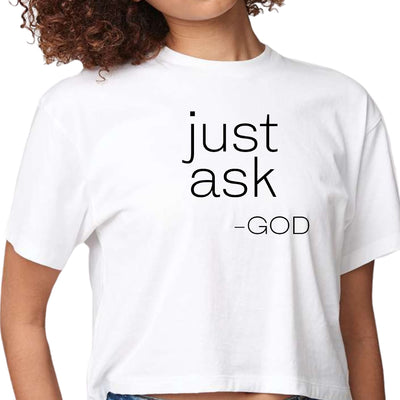 Womens Cropped Graphic T-shirt Say It Soul ’just Ask-god’ Statement