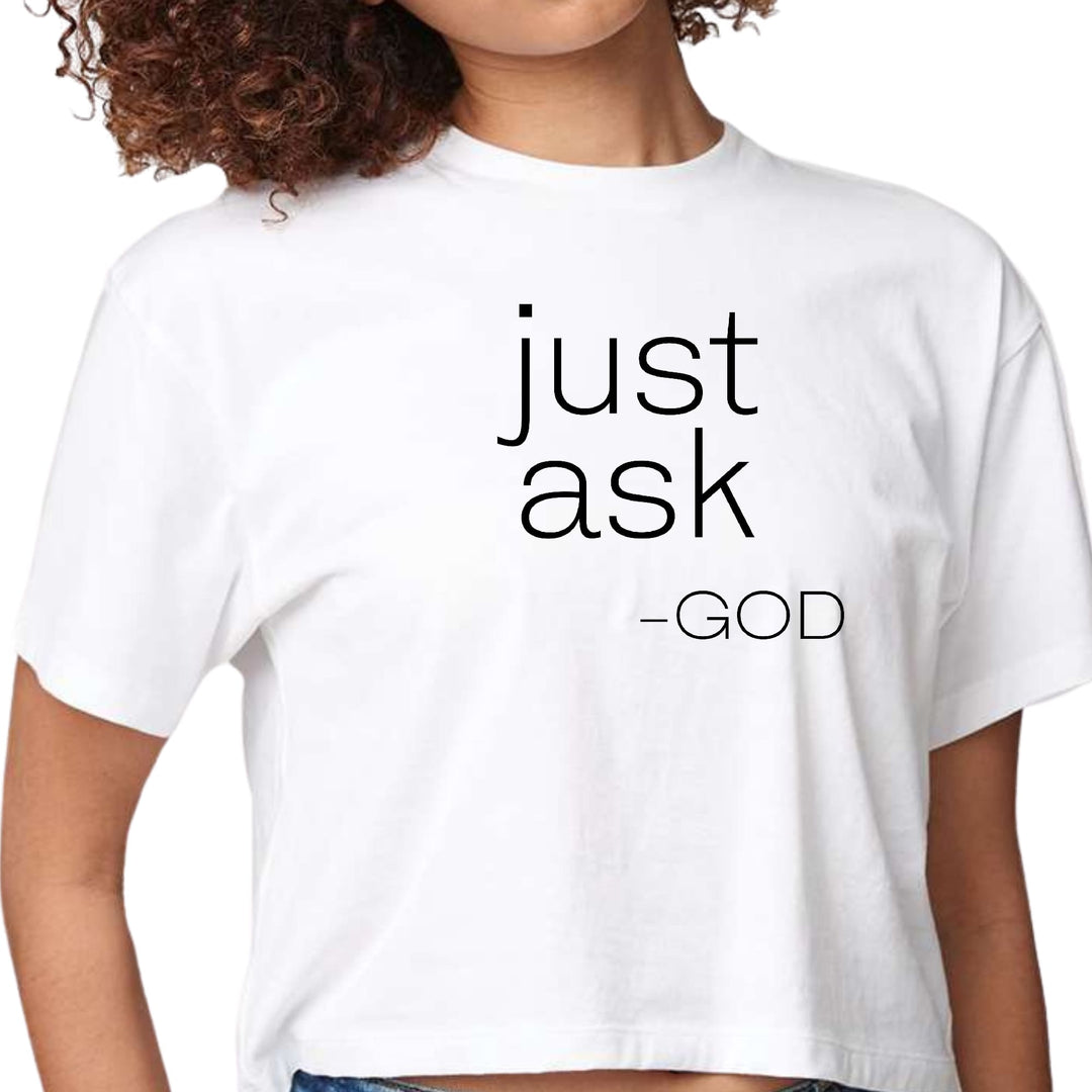 Womens Cropped Graphic T-shirt Say it Soul ??ust Ask-god’ Statement - Womens