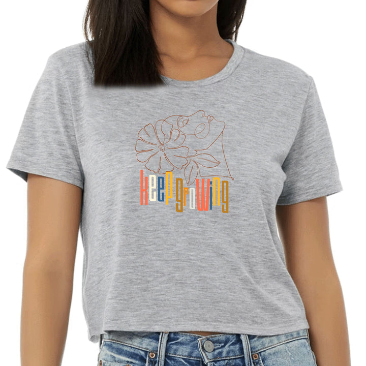 Womens Cropped Graphic T-shirt Say it Soul - Keep Growing in Pastel - Womens