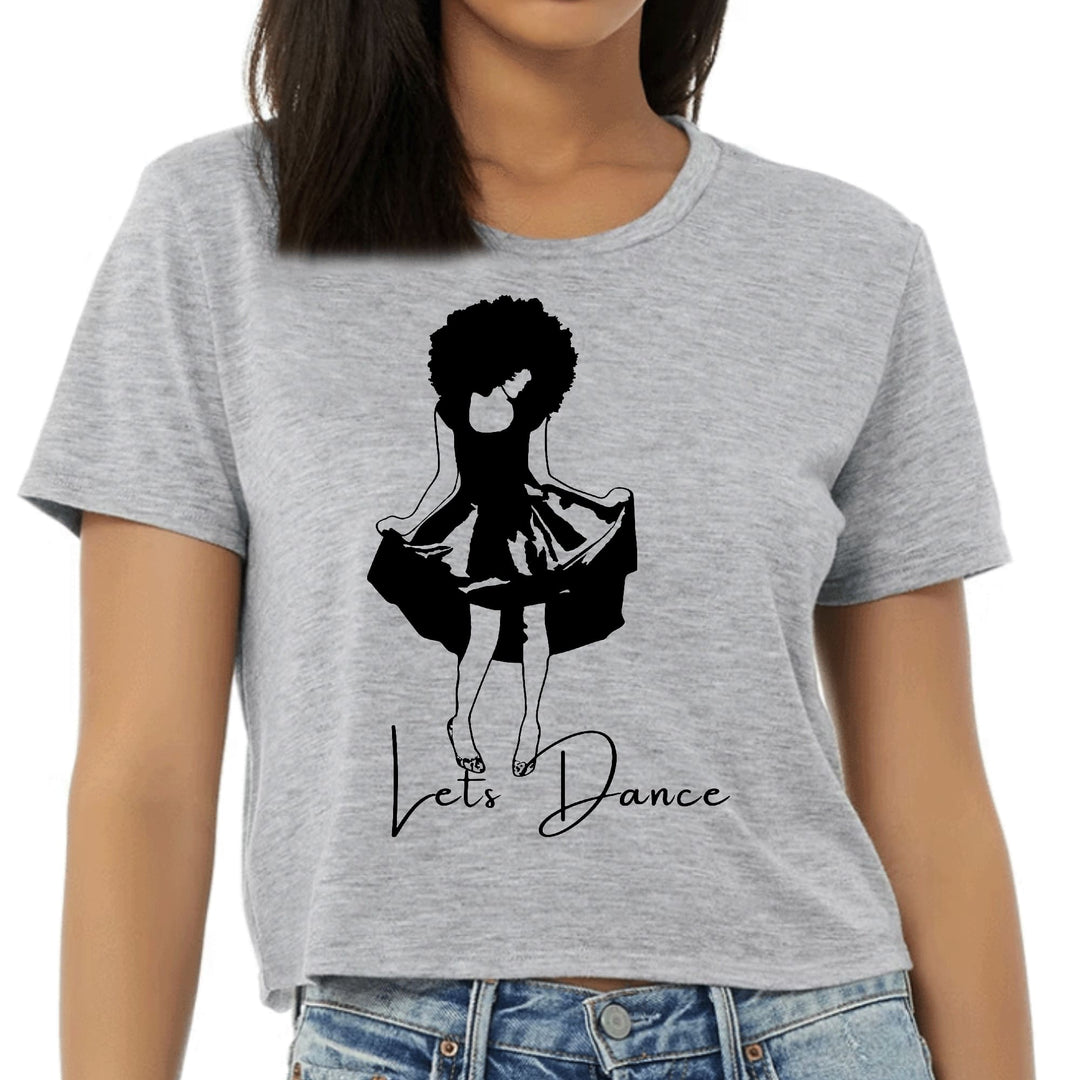 Womens Cropped Graphic T-shirt Say it Soul Lets Dance Black Line - Womens