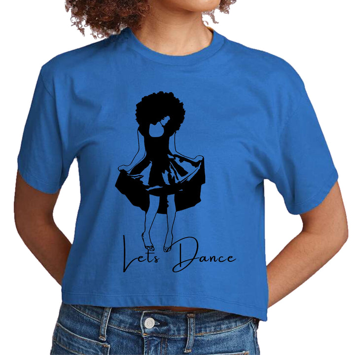 Womens Cropped Graphic T-shirt Say it Soul Lets Dance Black Line - Womens