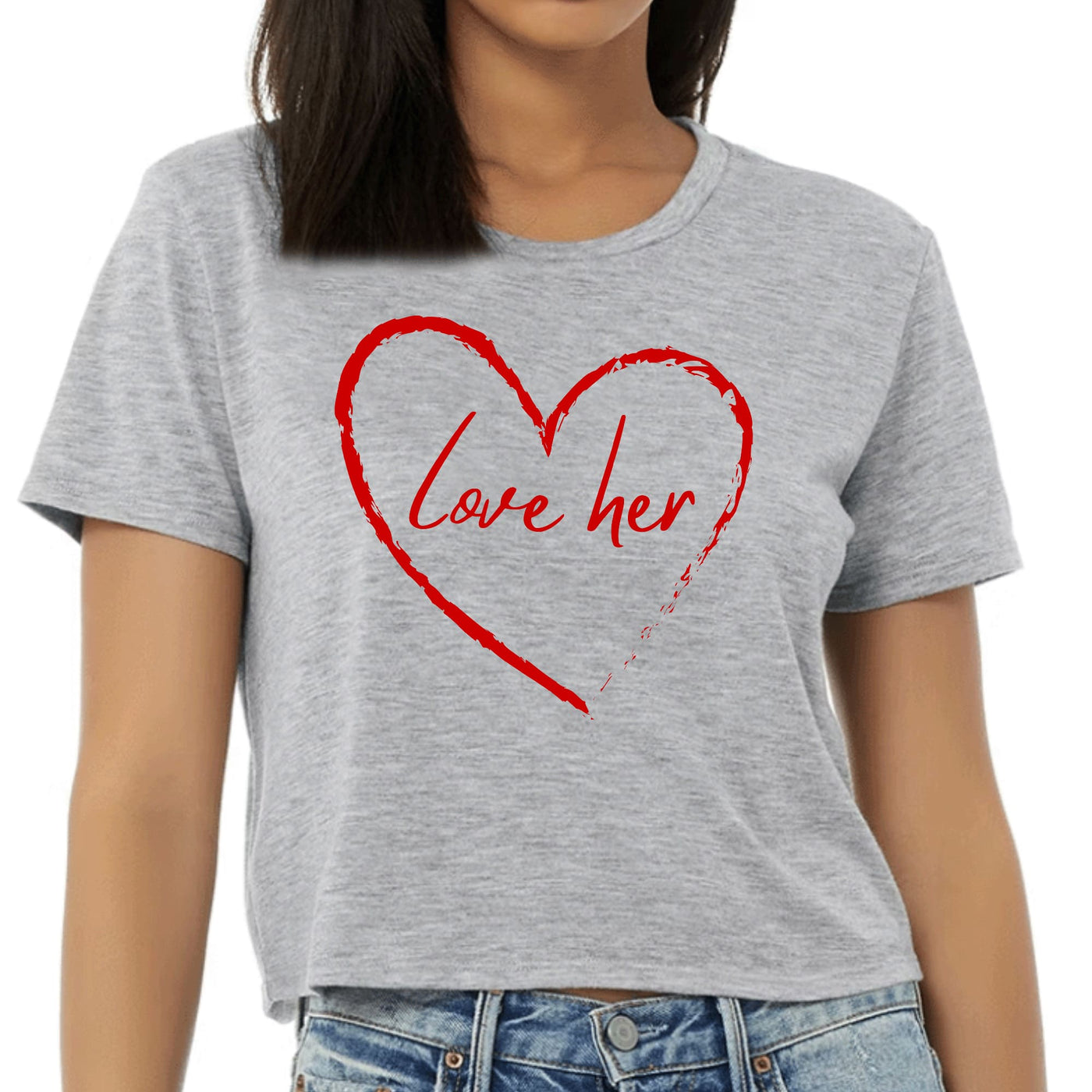 Womens Cropped Graphic T-shirt Say It Soul Love Her Red - Womens | T-Shirts