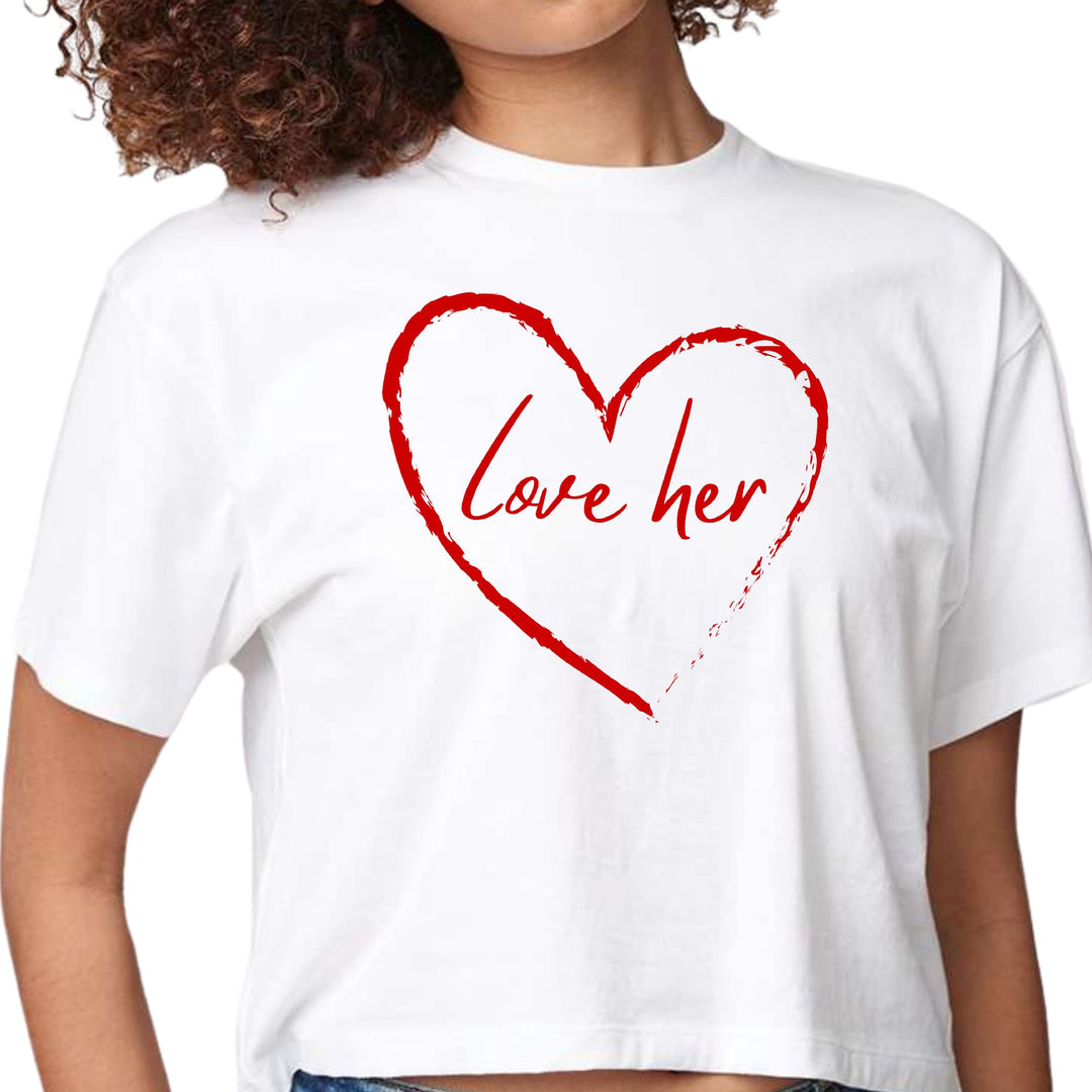 Womens Cropped Graphic T-shirt Say it Soul Love Her Red - Womens | T-Shirts