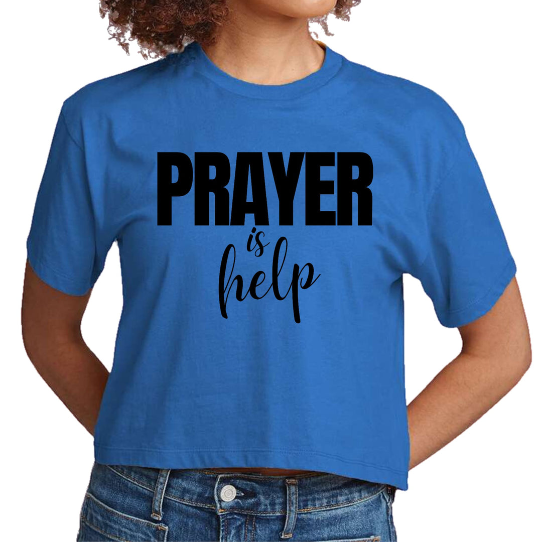 Womens Cropped Graphic T-shirt - Say it Soul - Prayer is Help, - Womens