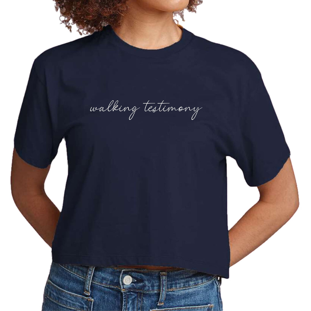 Womens Cropped Graphic T-shirt Say it Soul Walking Testimony - Womens