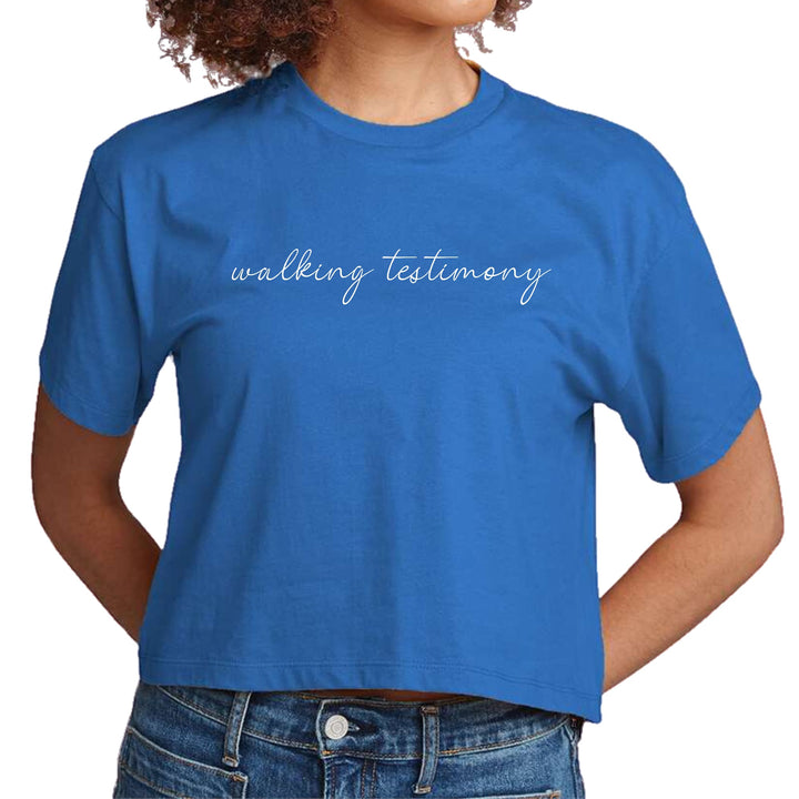 Womens Cropped Graphic T-shirt Say it Soul Walking Testimony - Womens